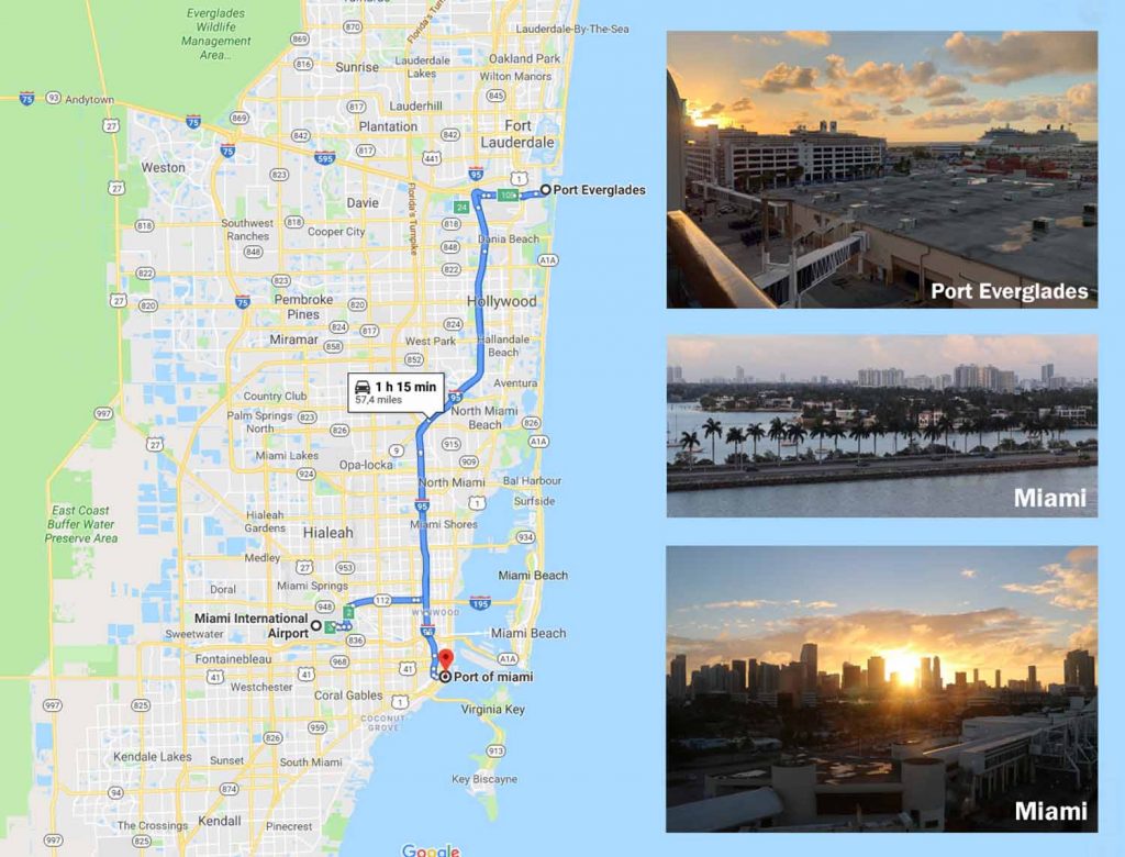 Kaksi pysähdystä Miamissa 2 kartta Florida