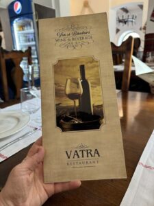 Vatran ruokalista Bukarestissa