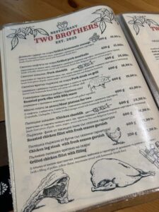 Two Brothers menu