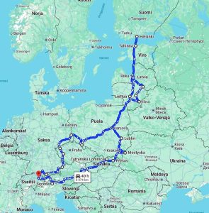 Mieletön matka 2025 reittikartta Suomesta Italiaan ja takaisin!
